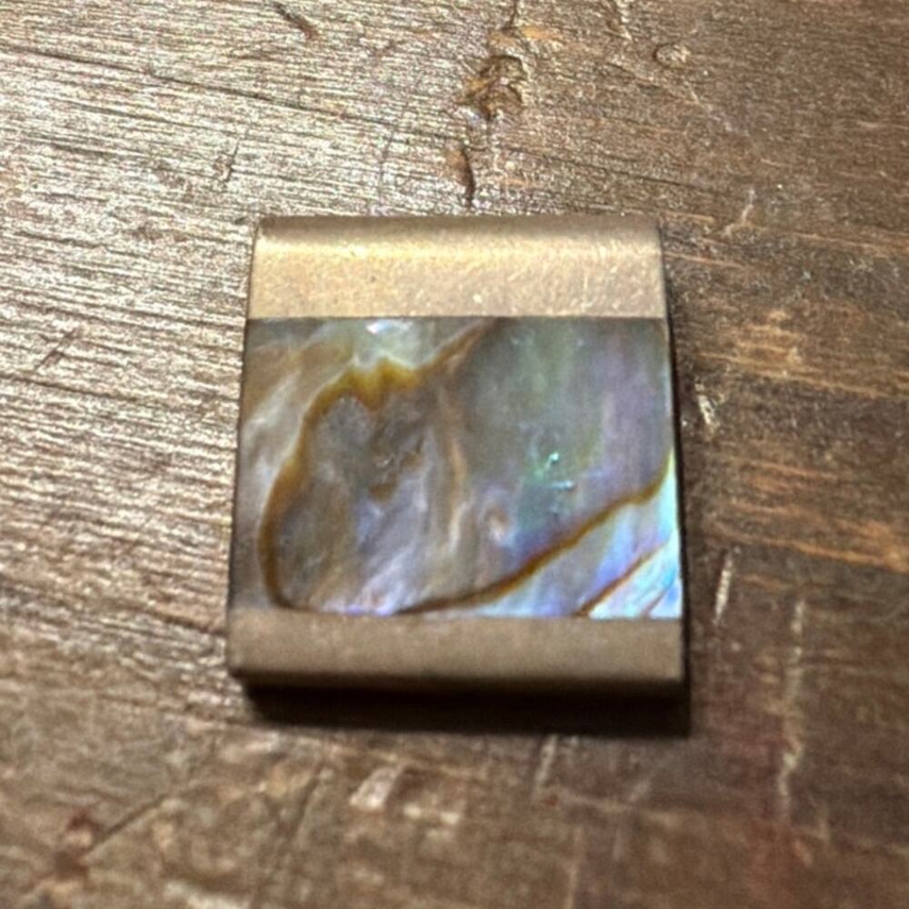 Vintage 925 Sterling Silver Abalone Shell Pendant Thailand Square Signed